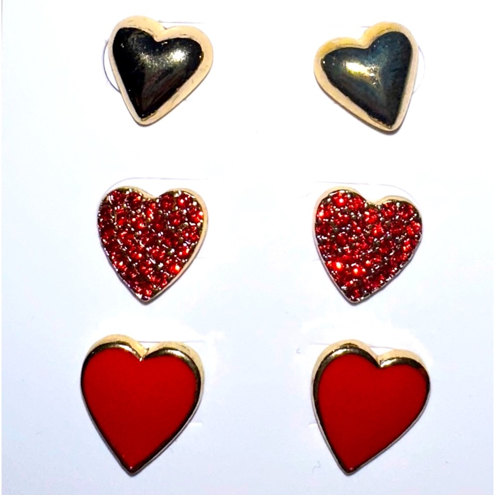 NWT set of 3 heart stud earrings